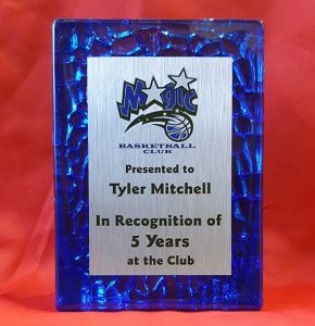 acrylic blue glass plaque